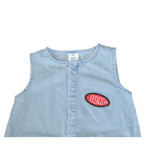 Wynken Co. Girls Chambray Denim Sleeveless Romper Bodysuit, Size 2Y - Picture 3 of 5